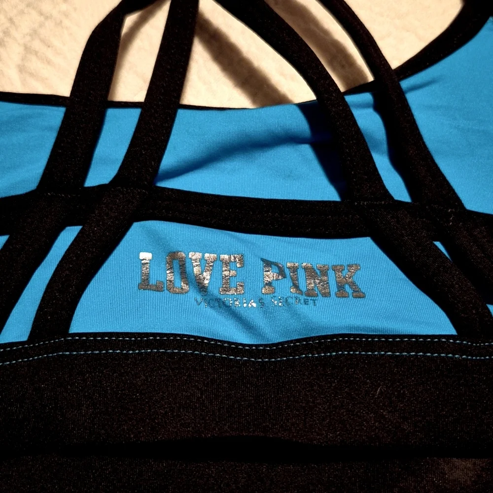 Victoria's Secret women's XS Pink Yoga bright blue & black VGUC - Picture 2 of 6